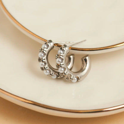 Narelle Waterproof Pearl C-Hoop Earrings