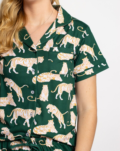 Chloe Tiger Button Up Sleep Shirt