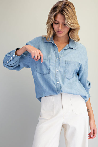 Button Down Notched Collar Shirt