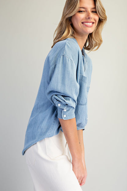 Button Down Notched Collar Shirt