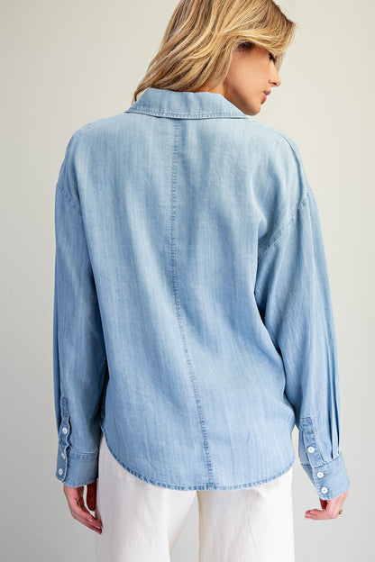 Button Down Notched Collar Shirt