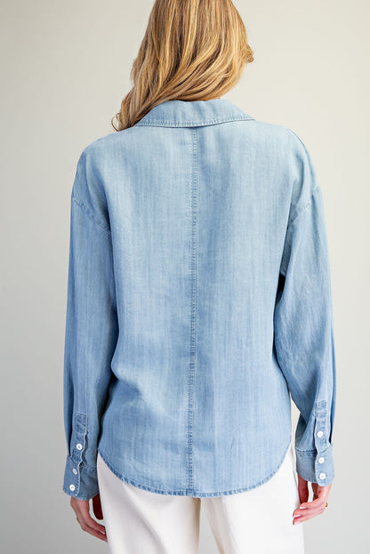 Button Down Notched Collar Shirt
