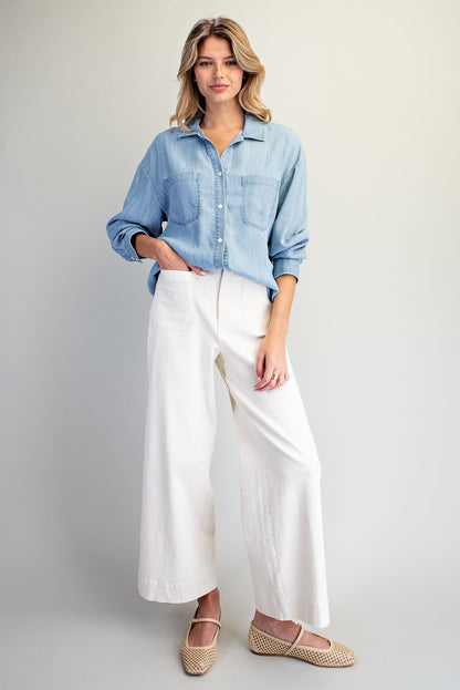 Button Down Notched Collar Shirt