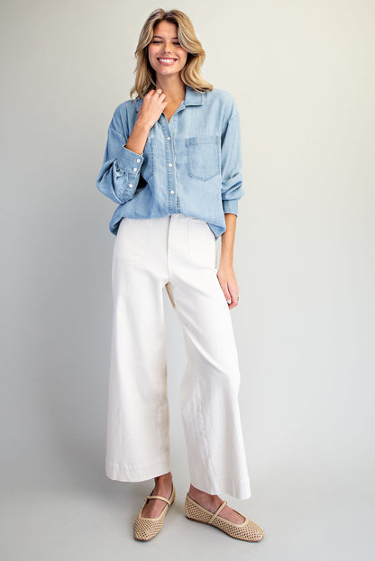 Button Down Notched Collar Shirt