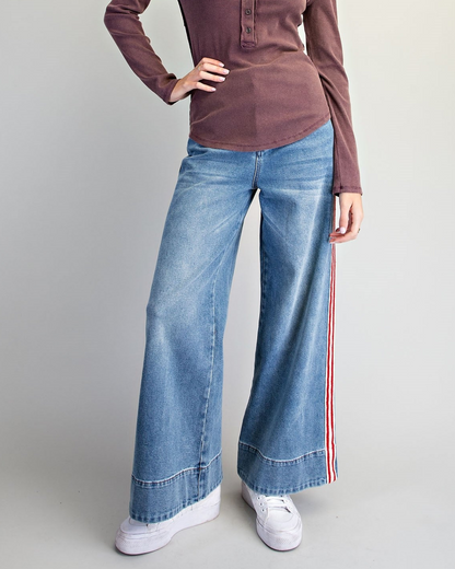 Side Striped Wide Leg Pants
