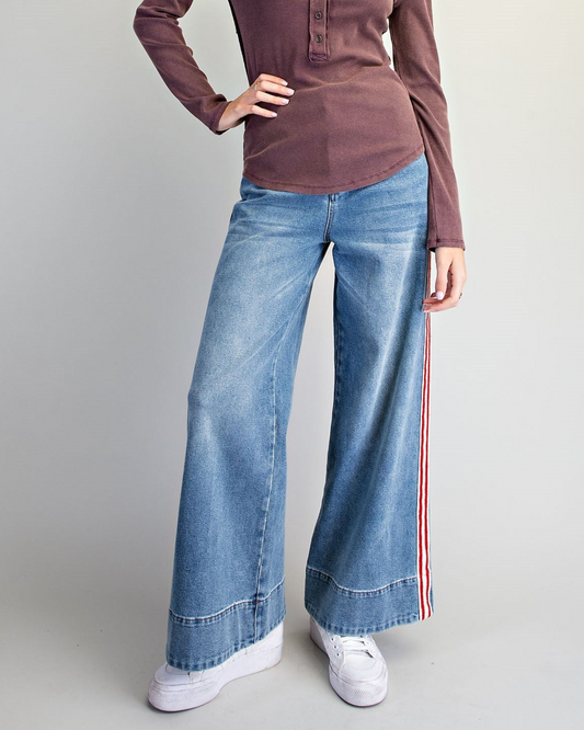 Side Striped Wide Leg Pants