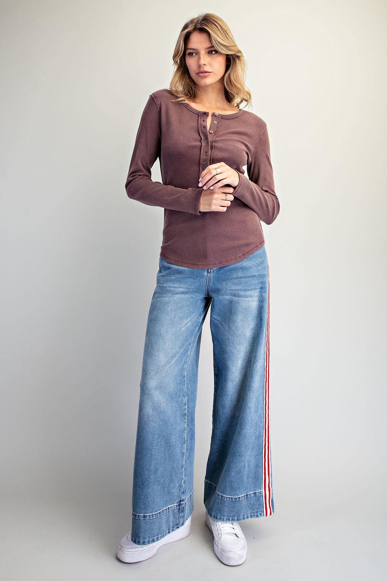 Side Striped Wide Leg Pants