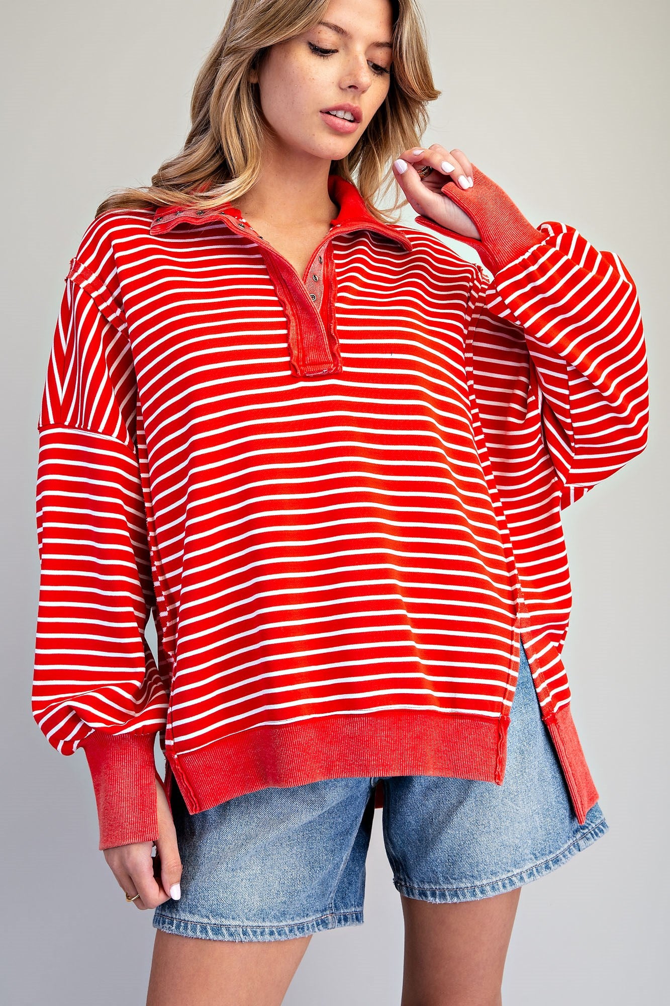 Striped Snow Washed Pullover