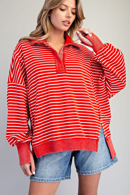 Striped Snow Washed Pullover