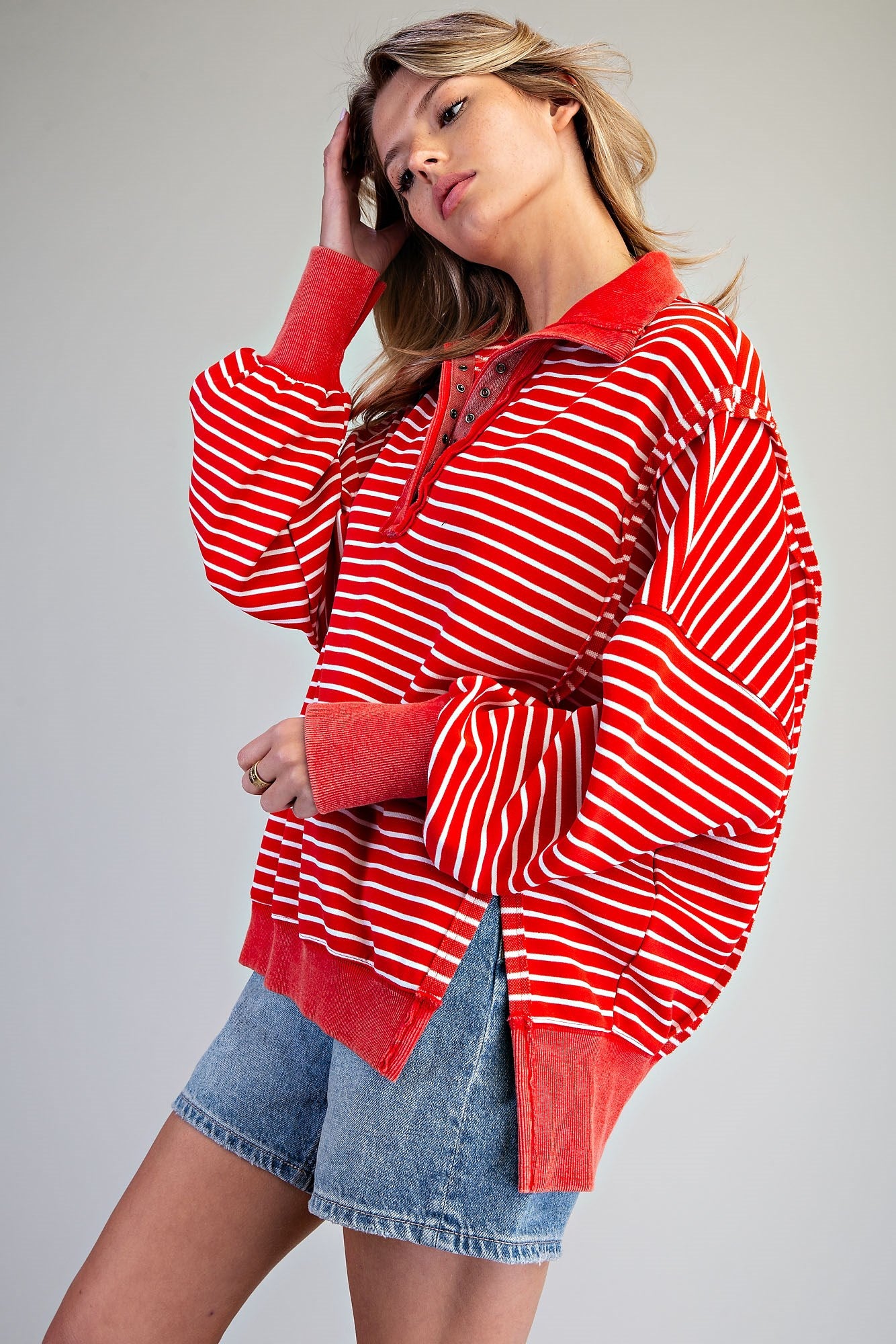 Striped Snow Washed Pullover