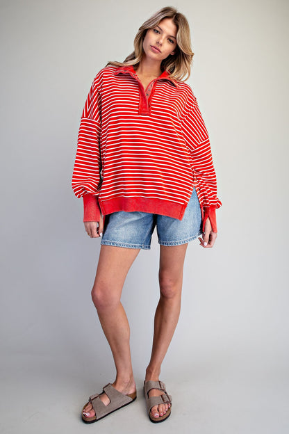 Striped Snow Washed Pullover