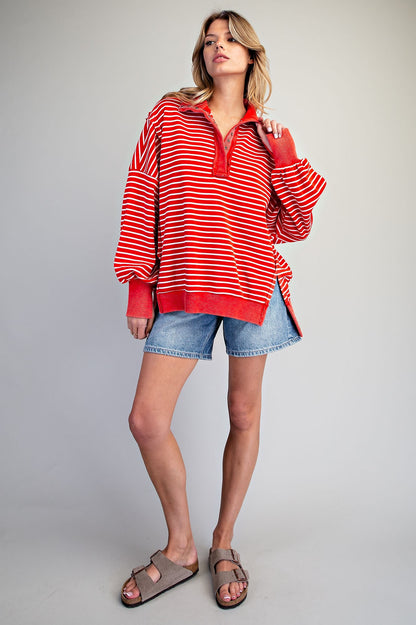Striped Snow Washed Pullover