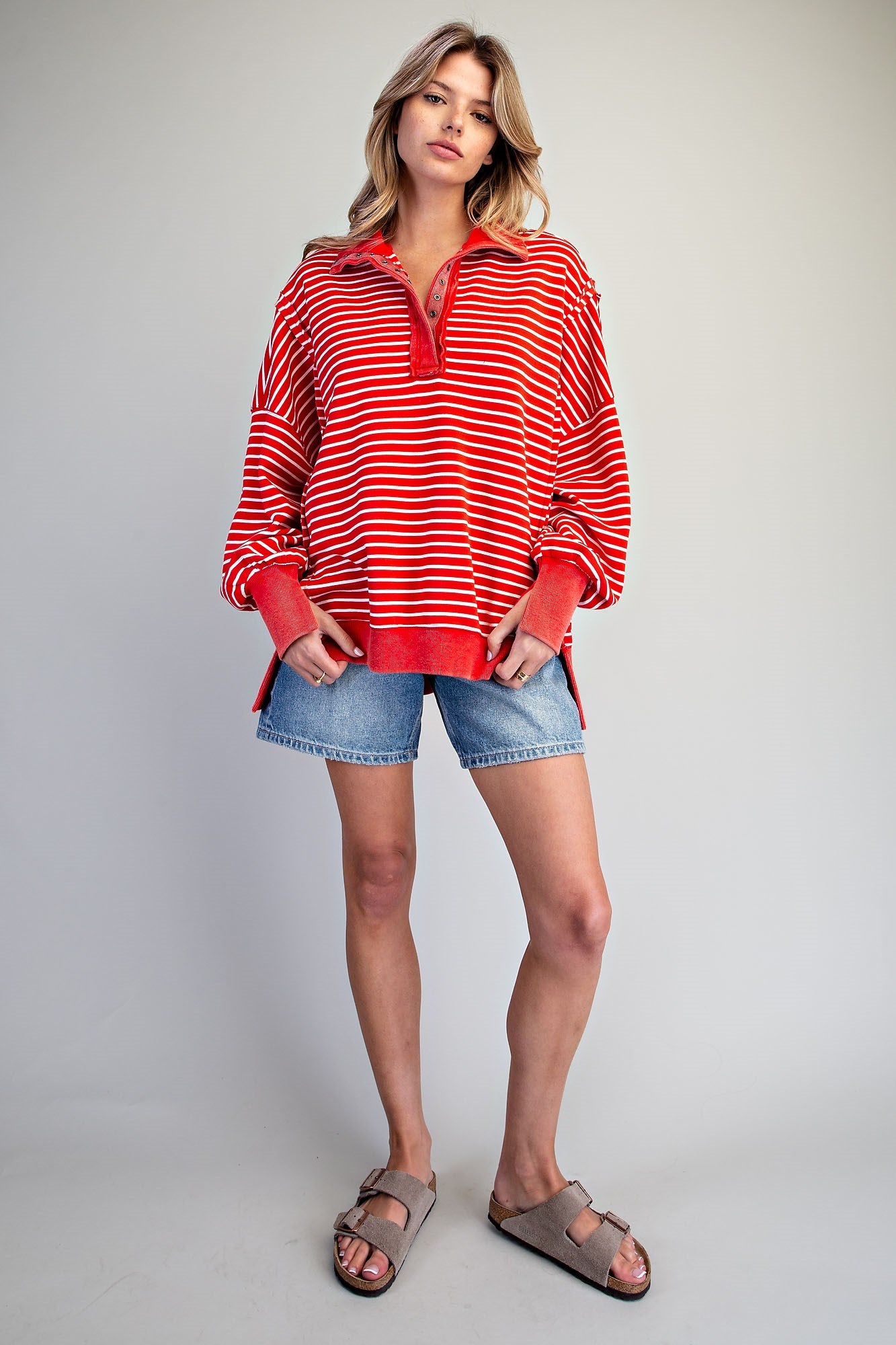 Striped Snow Washed Pullover