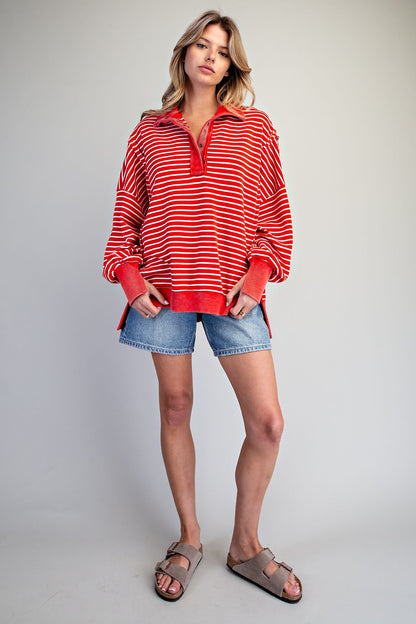Striped Snow Washed Pullover