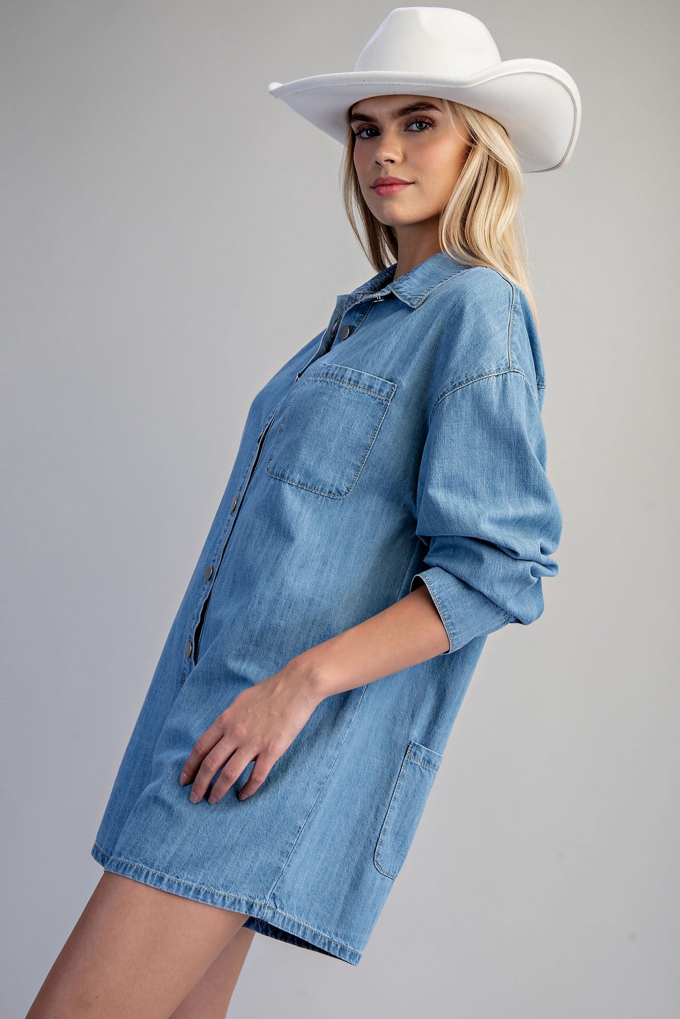 Mineral Washed Long Sleeve Romper