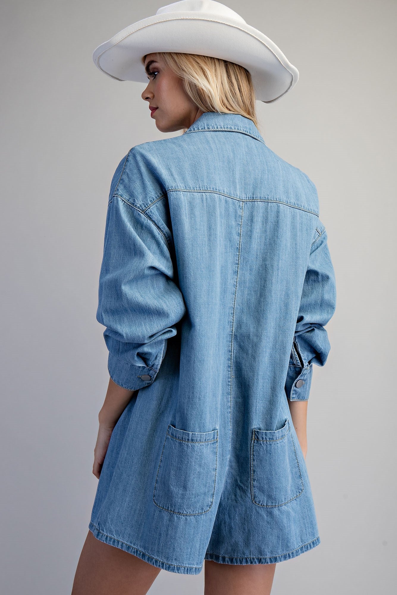 Mineral Washed Long Sleeve Romper
