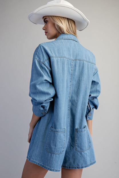 Mineral Washed Long Sleeve Romper