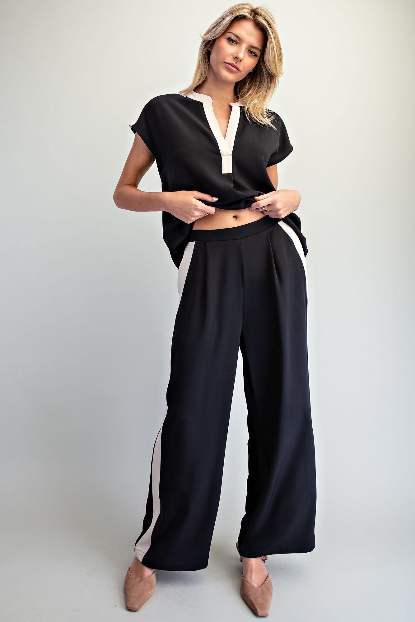 Side Stripe Wide Leg Pants