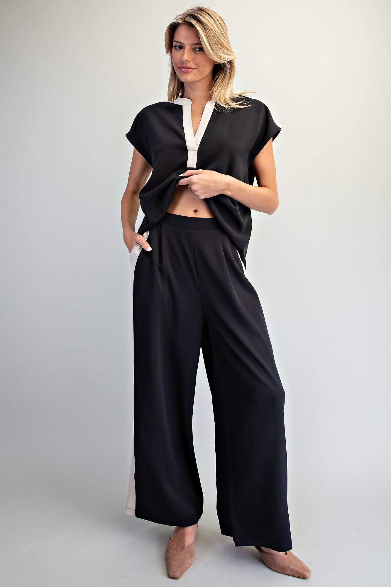 Side Stripe Wide Leg Pants