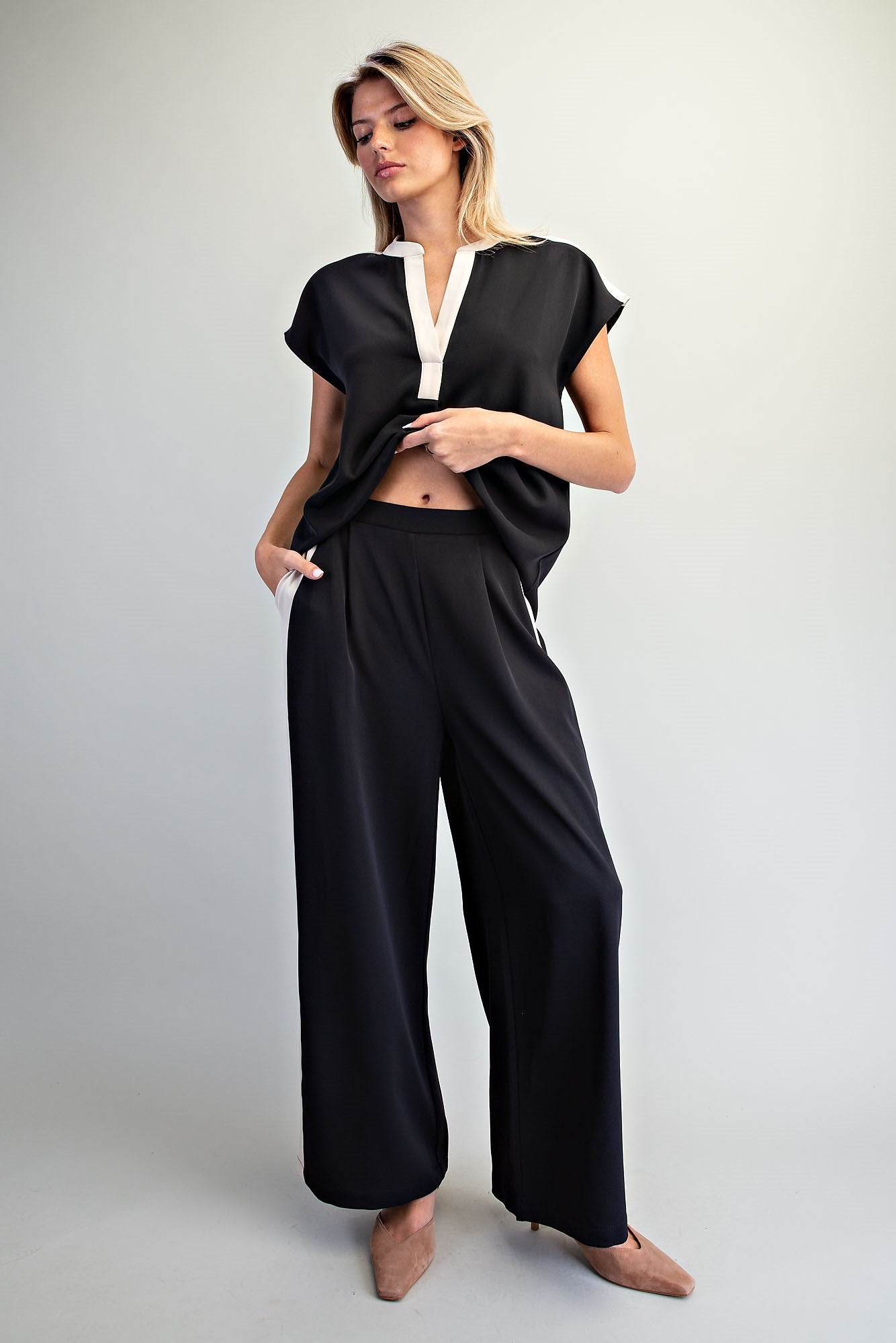 Side Stripe Wide Leg Pants