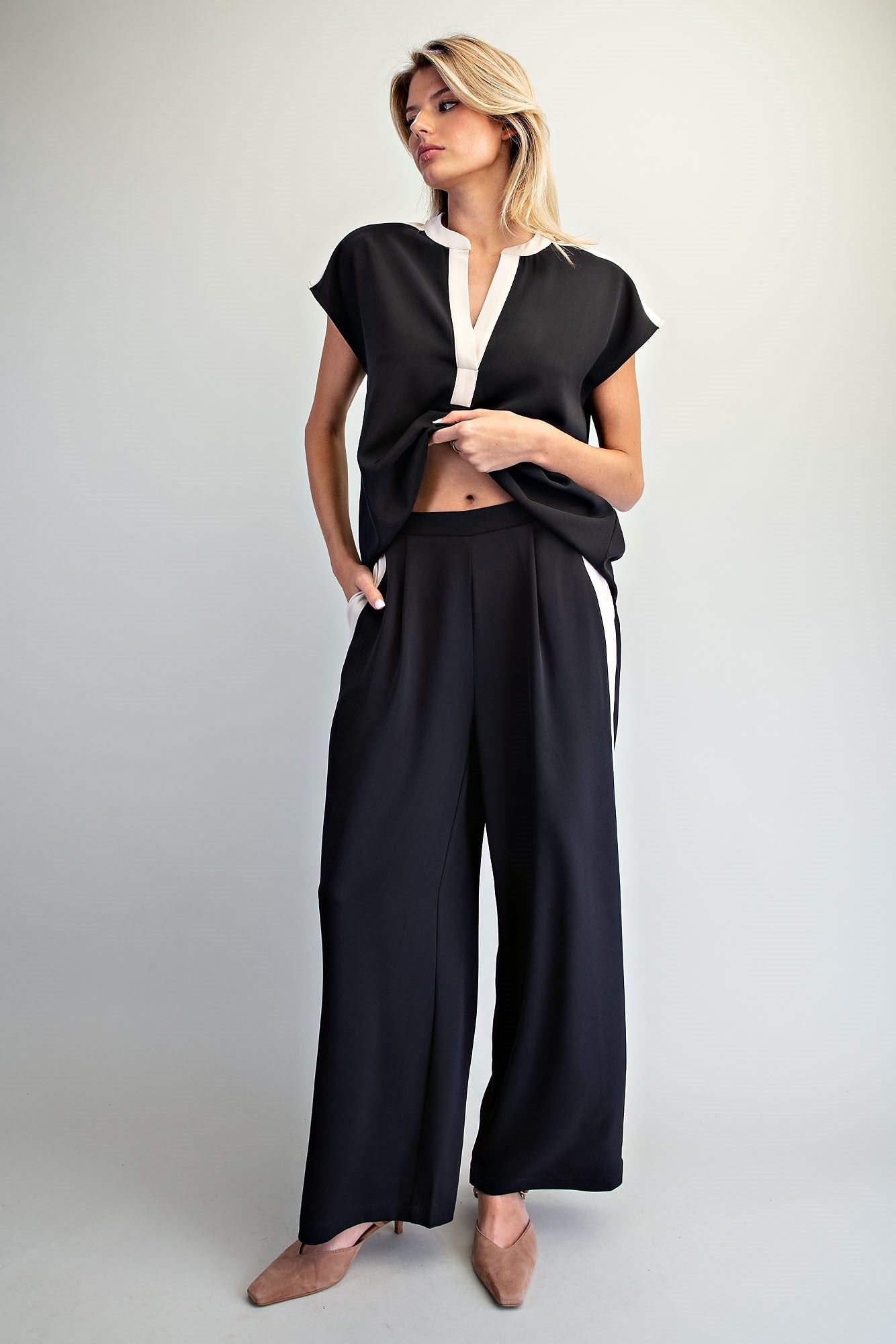 Side Stripe Wide Leg Pants