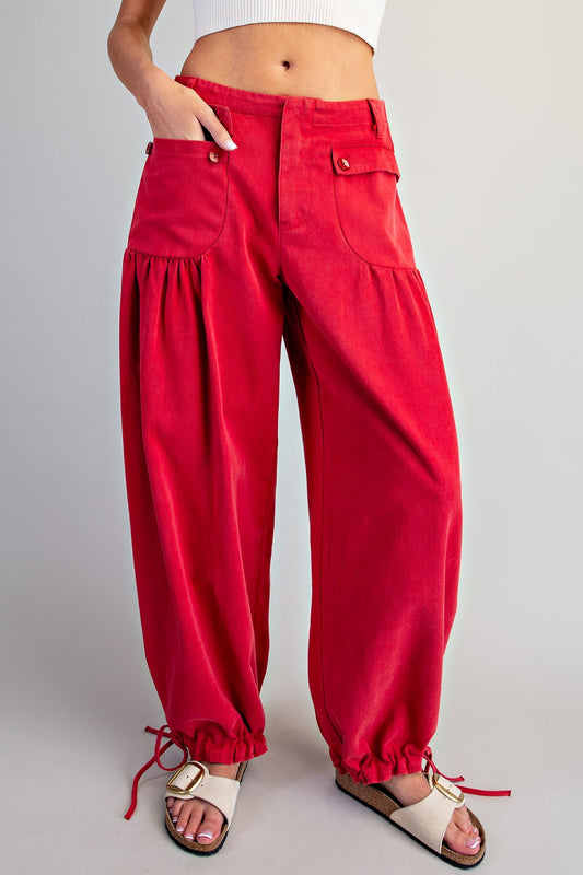 Mineral Washed Tie Cuff Pants