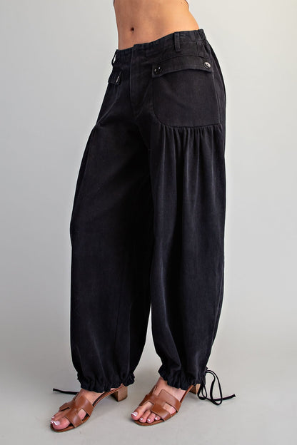 Mineral Washed Tie Cuff Pants