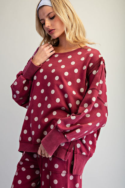 Mineral Washed Polka Dot Sweatshirt