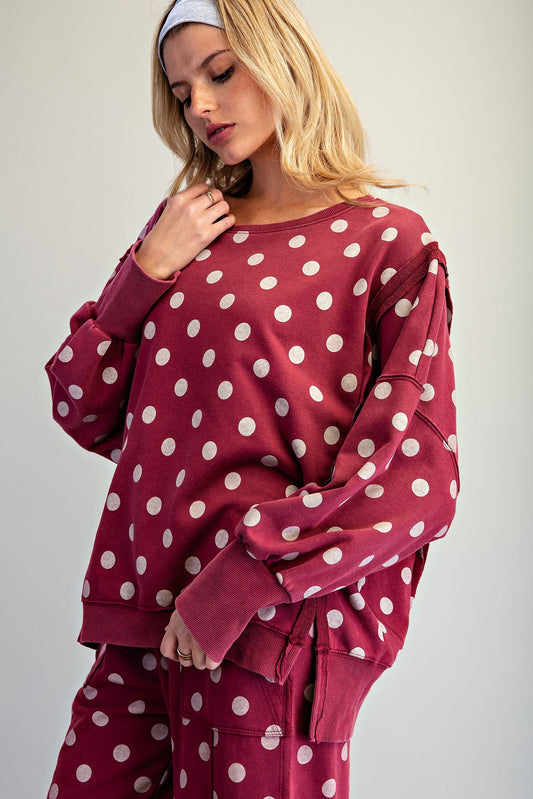 Mineral Washed Polka Dot Sweatshirt