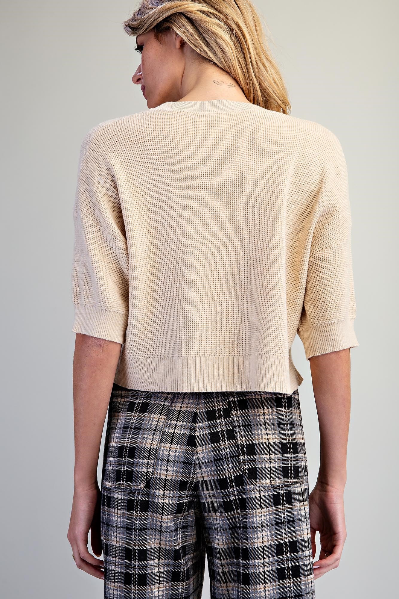 Plaid Patch Pocket Wide Leg Pants