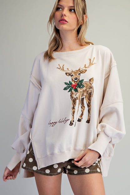 Mineral Washed Reindeer Sweatshirt