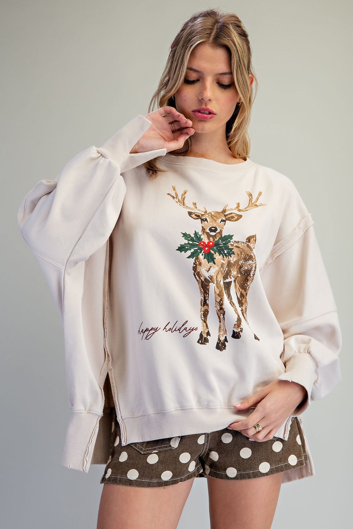 Mineral Washed Reindeer Sweatshirt