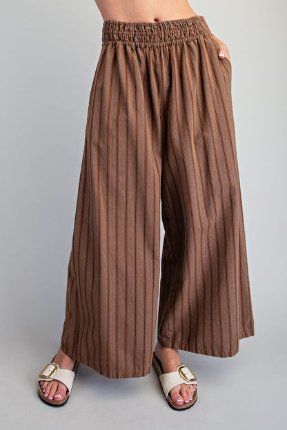 Soft Washed Striped Wide Leg Pants