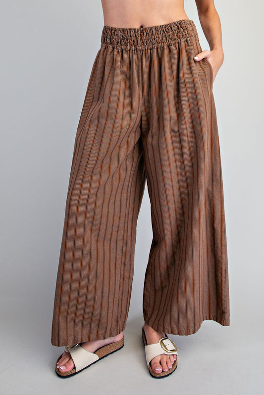 Soft Washed Striped Wide Leg Pants