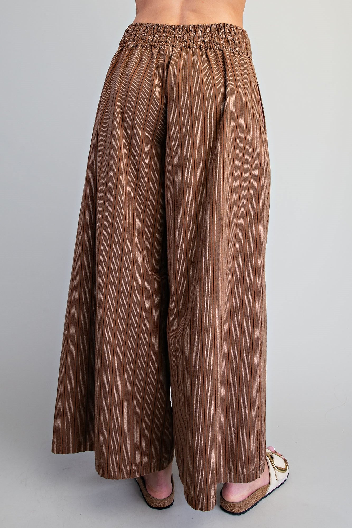 Soft Washed Striped Wide Leg Pants