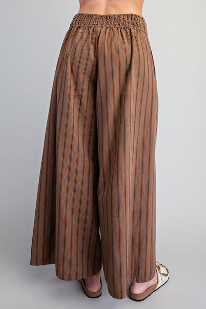 Soft Washed Striped Wide Leg Pants