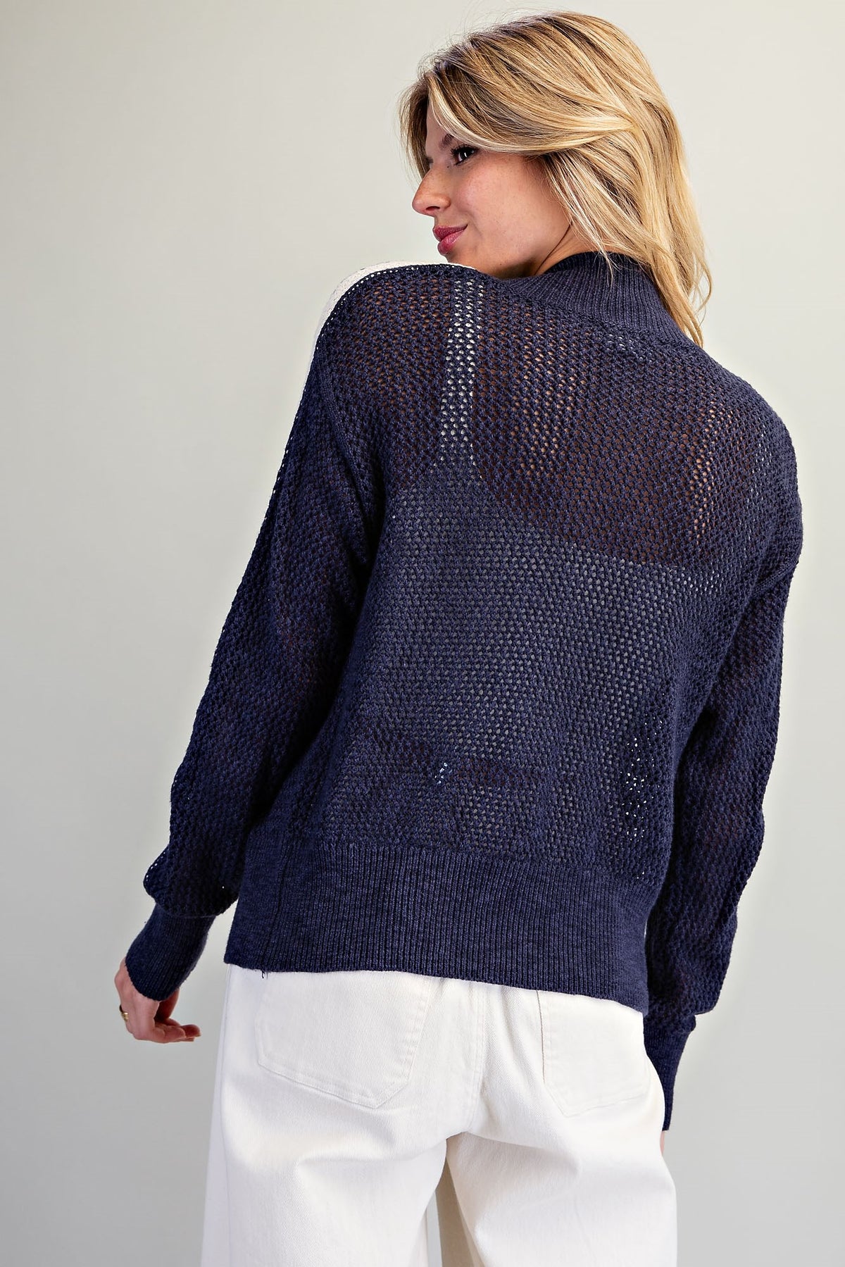 Side Stripe Textured Knit Jacket