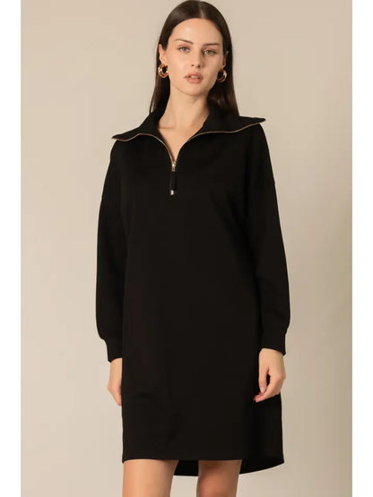 Butter Modal Quarter Zip Up Long Sleeve Dress