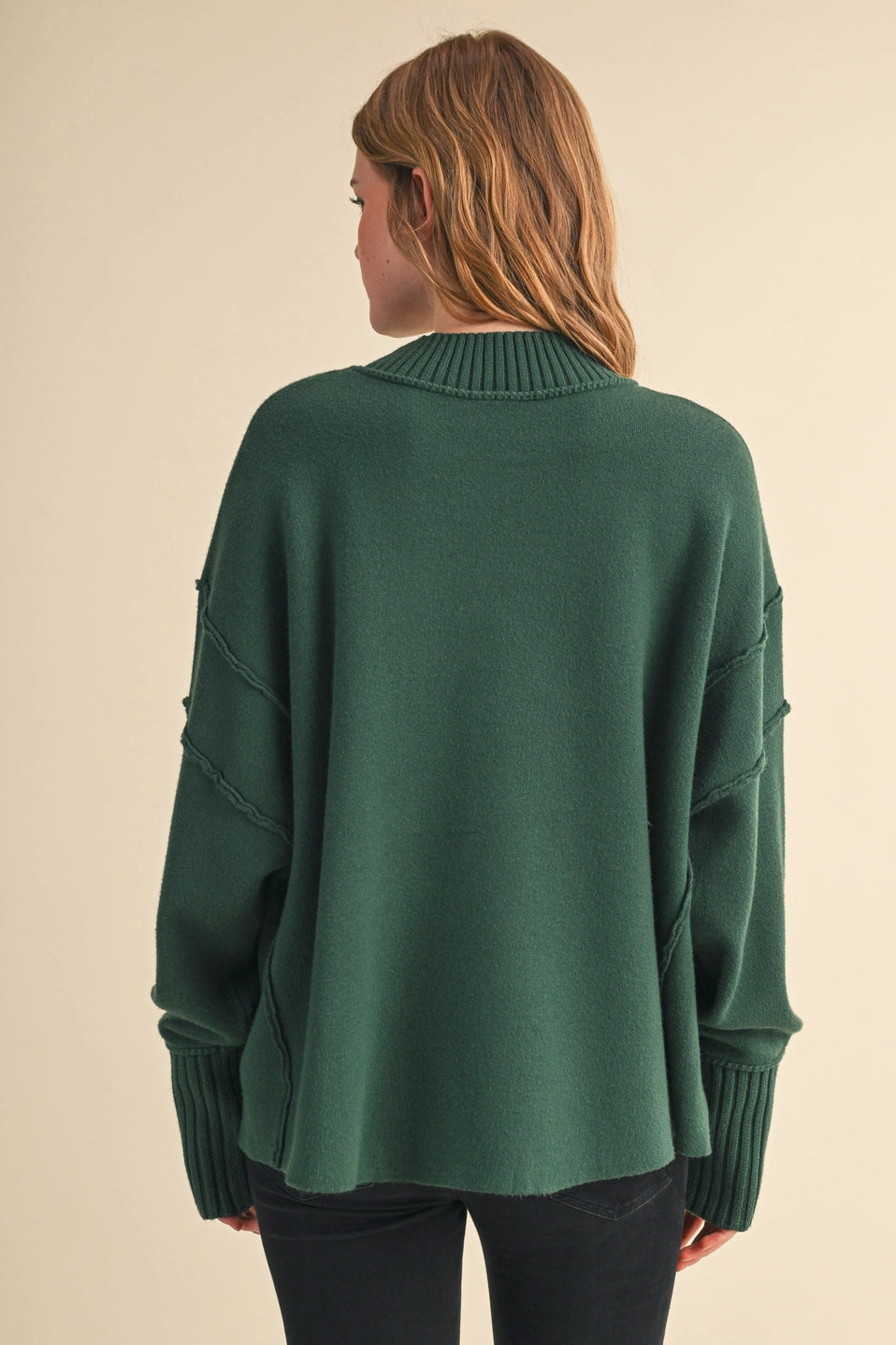 Drop Shoulder Long Sleeve Ribbed Sweater