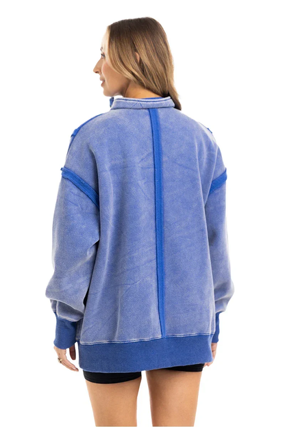 Vintage Wash Snap Neck Pullover