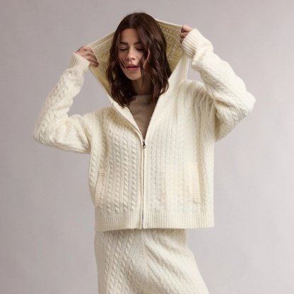 Cable Knit Zip Hoodie