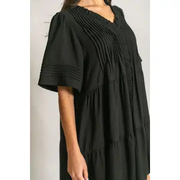Pintuck Detail Mini Dress