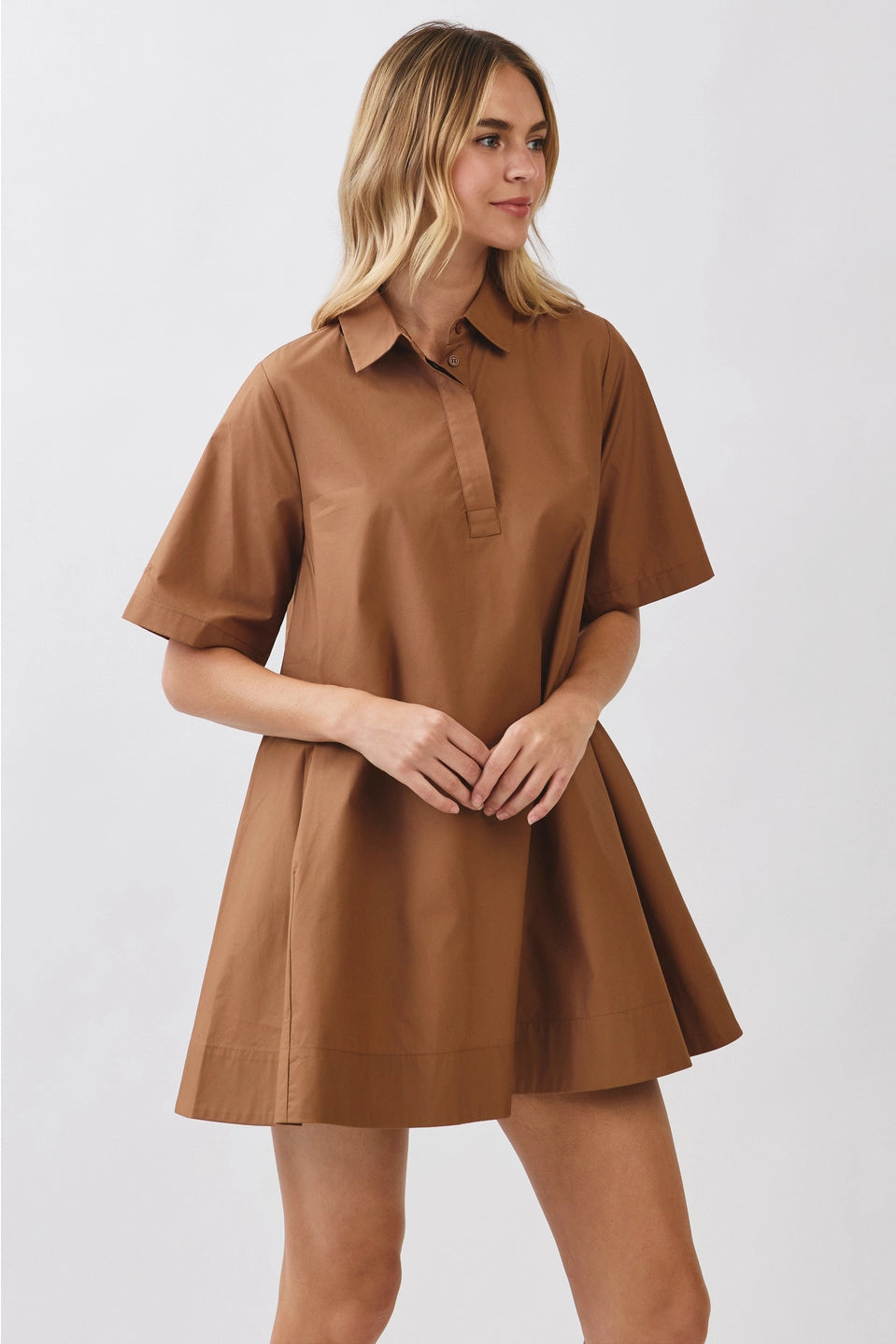 Solid Shirt Mini Dress