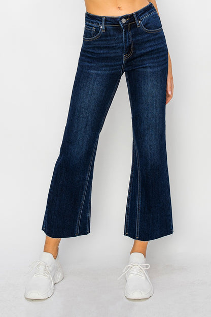 Mid Rise Leg Seam Detailed Ankle Flare Jeans