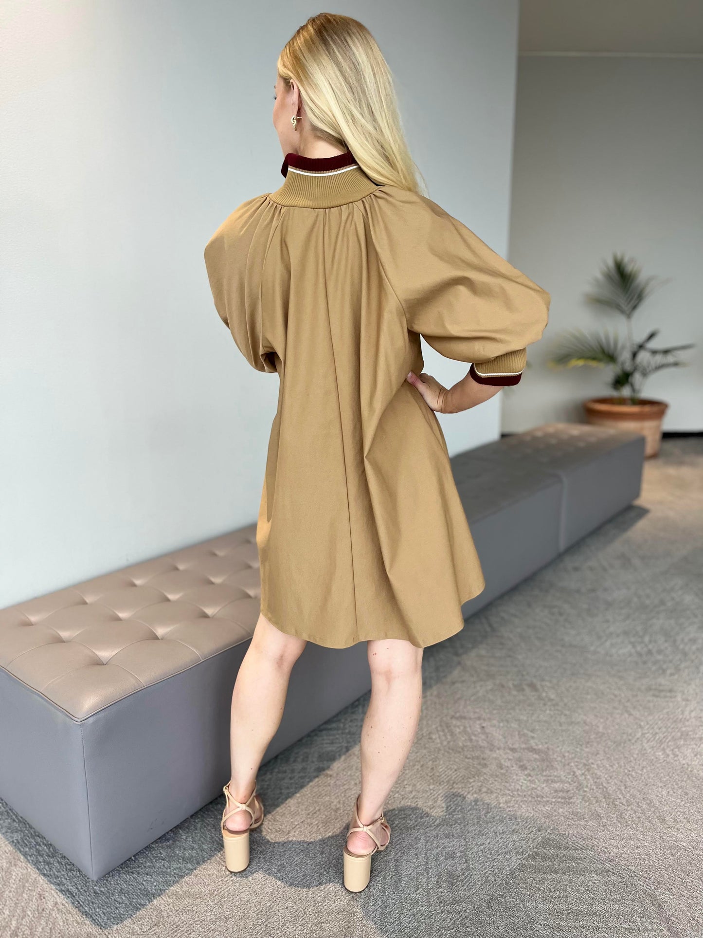 Twill Smocked Zip Up Dress | 2 Colors Available