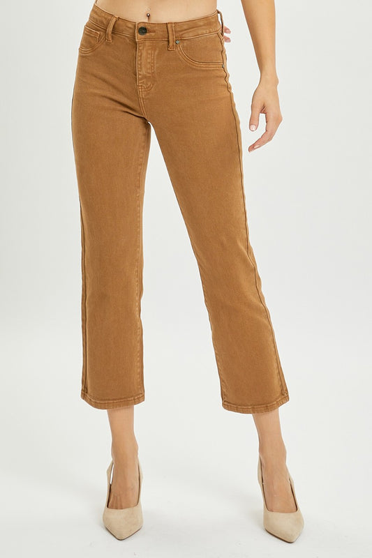 Mid Rise Straight Crop Pants