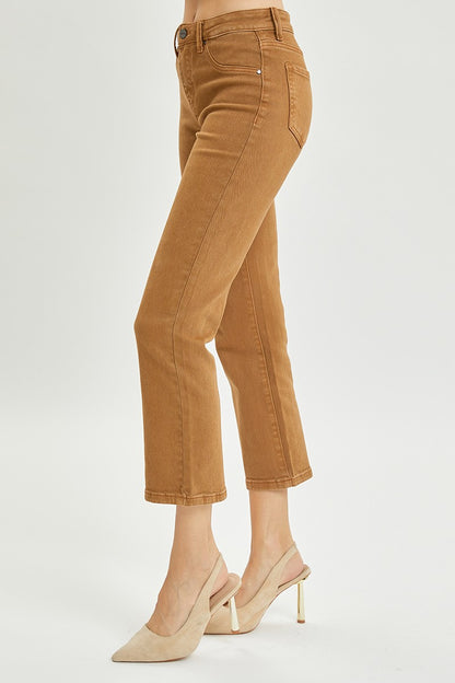 Mid Rise Straight Crop Pants