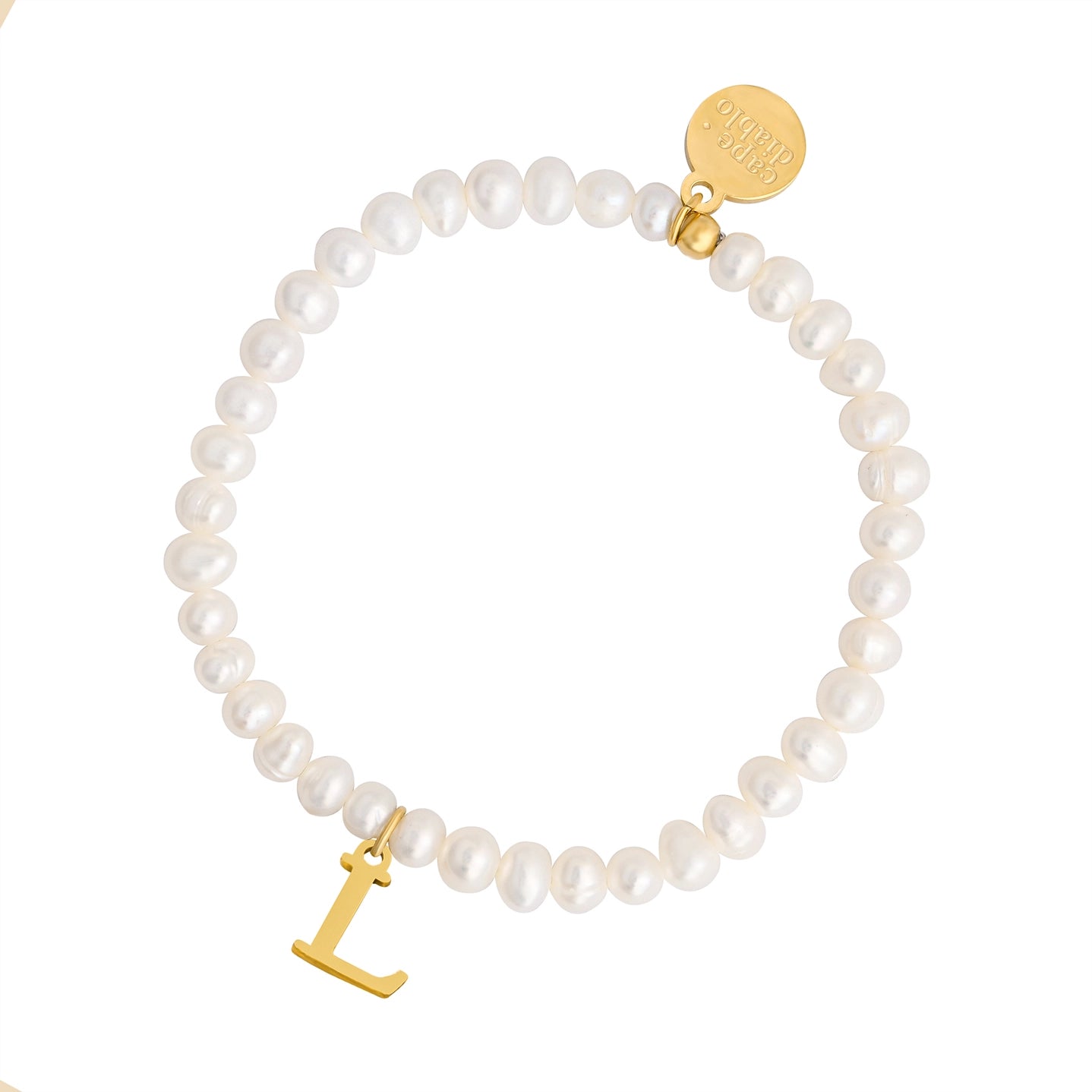 Golden Pearl Initial Letter Bracelet - L