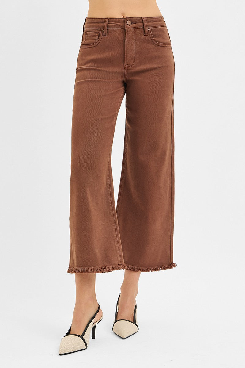 Cocoa Tummy Control High Rise Crop Wide Leg Pants