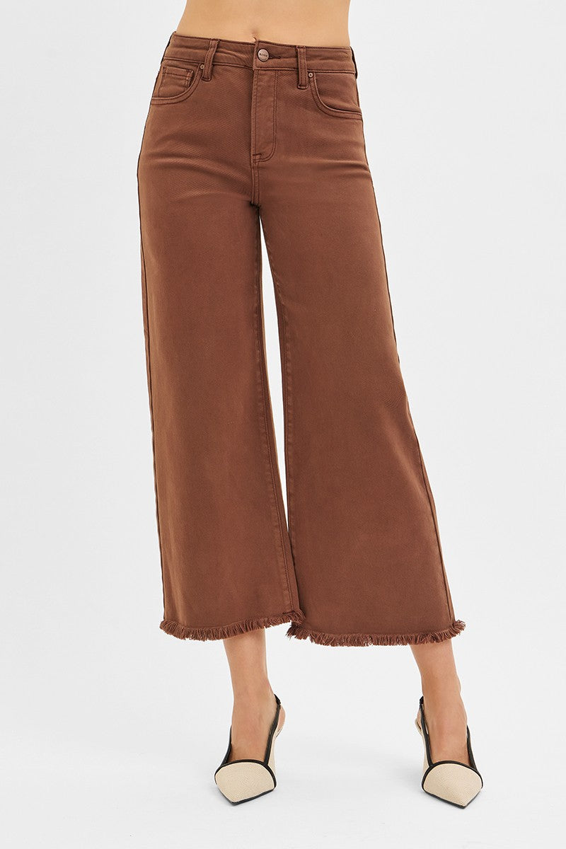 Cocoa Tummy Control High Rise Crop Wide Leg Pants